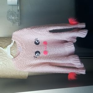 Billieblush Girls Ruffle Sweater with Smiley Face
